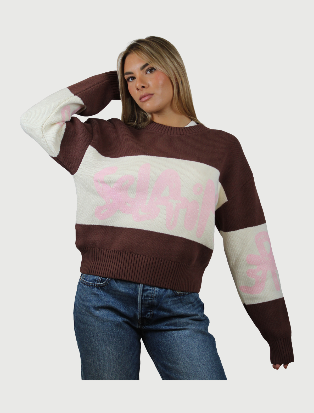 DISCLAIMER - Maglia Donna Girocollo in Maglieria Cammello-Latte-2