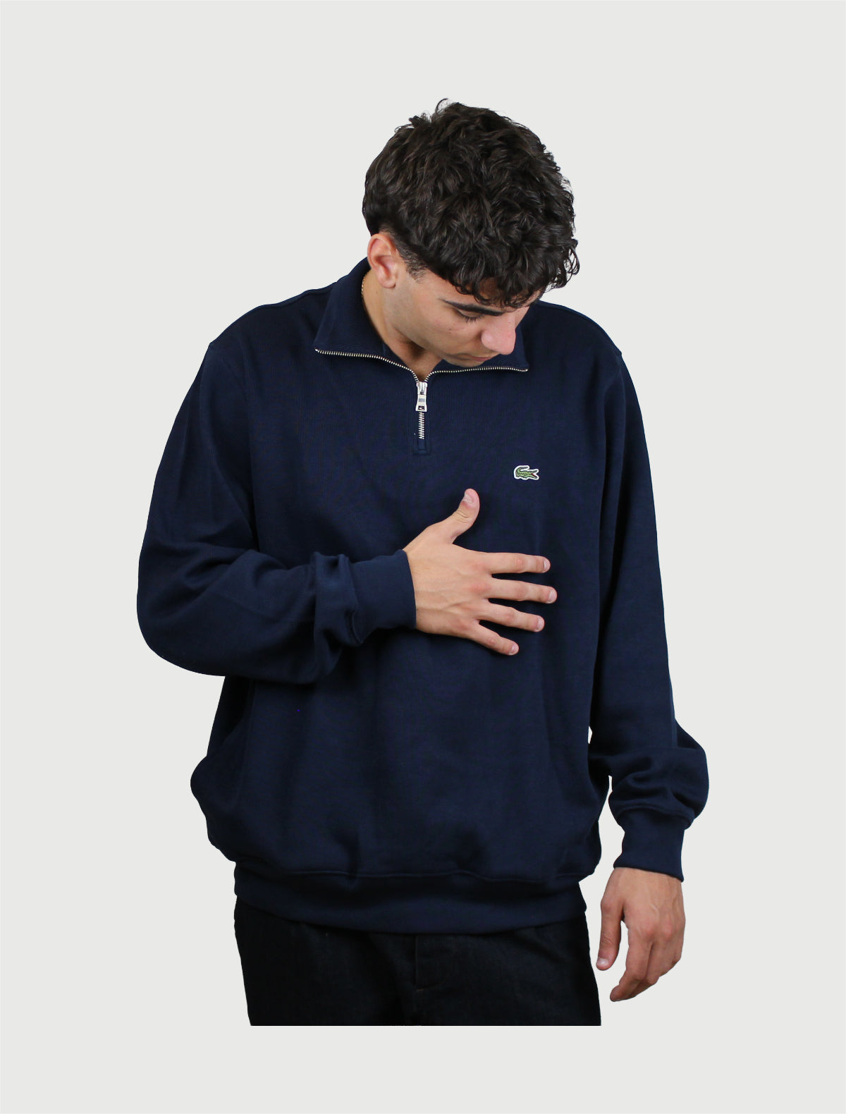 LACOSTE - Pullover uomo in cotone con collo alto e zip-2