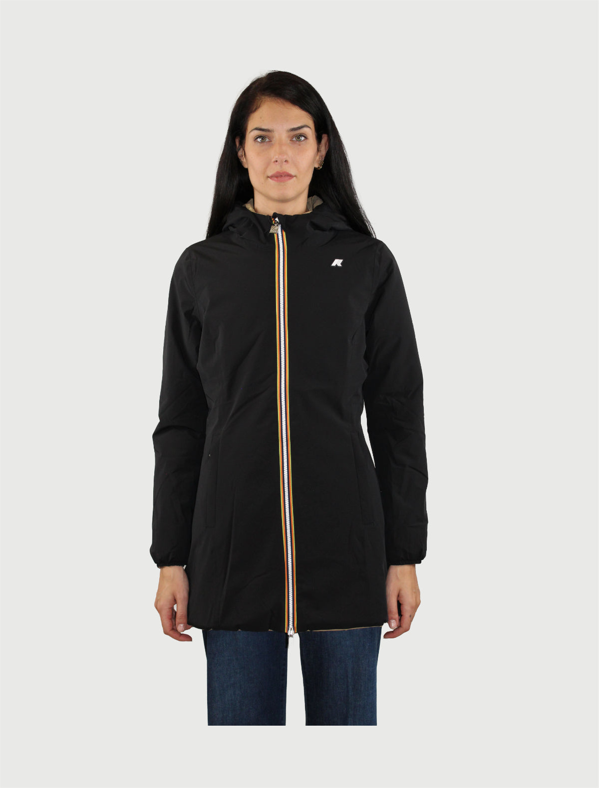 K-WAY - DENISE ST WARM DOUBLE - BLACK PURE/BEIGE KHAKI
