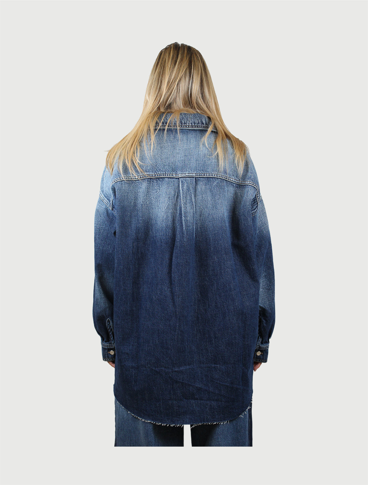 VICOLO - GIACCA LINA DENIM BLU-2