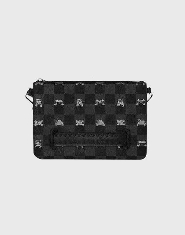 Sprayground Borsa Pochette Gray Peeking Character Check-3