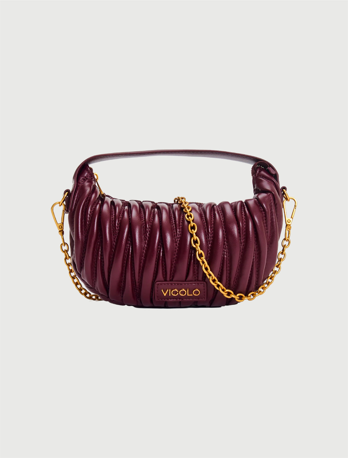 VICOLO - Borsa Croissant Matelassé - NERA, MELANZANA E MOKA-1