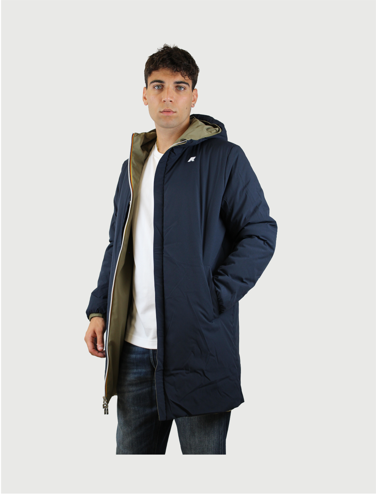 K-WAY - JACOB ST WARM DOUBLE GREEN ARMY-BLUE DEPTH - K6128WW D07-3