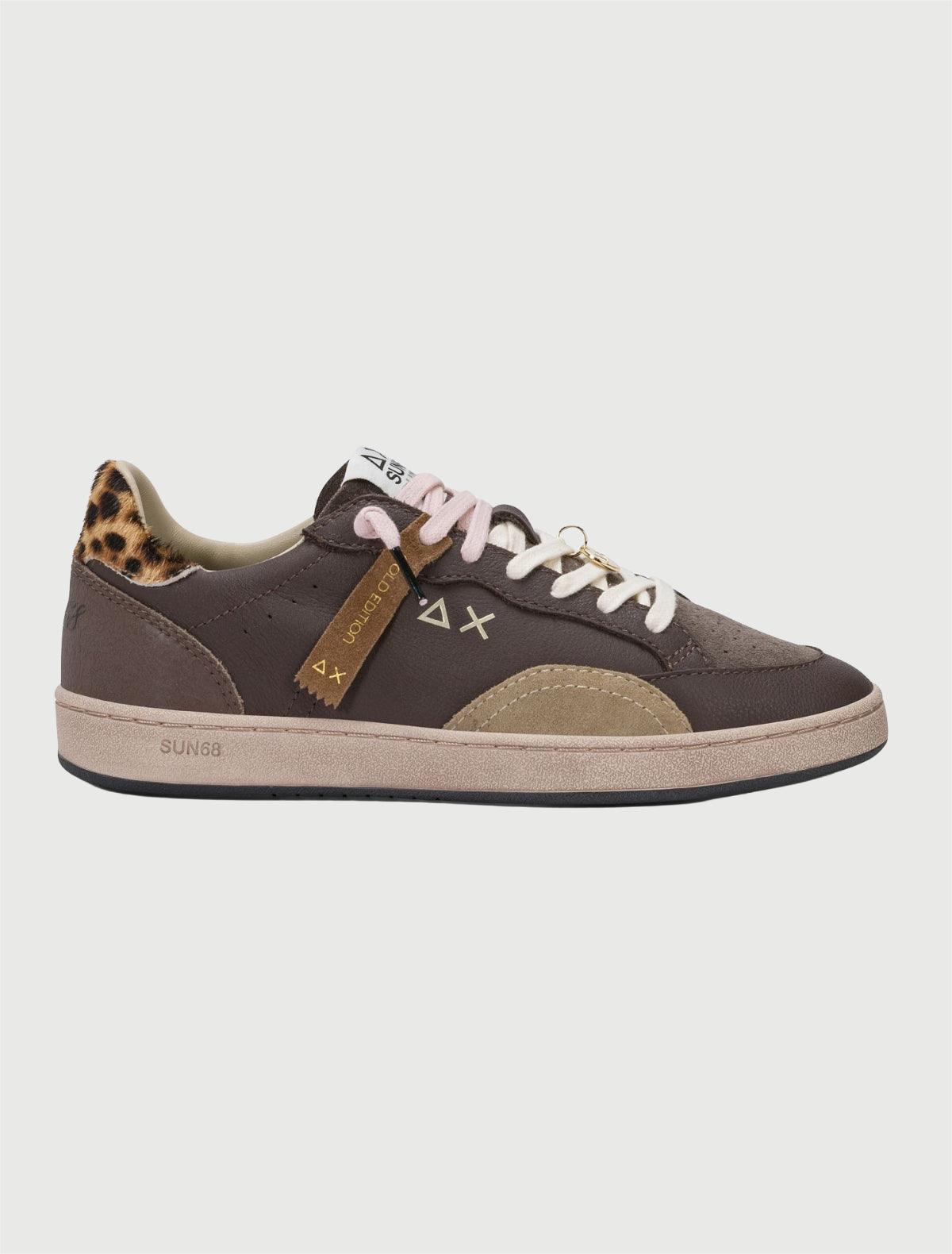 SUN68 - Sneaker Urban Street in pelle con charm marrone-2