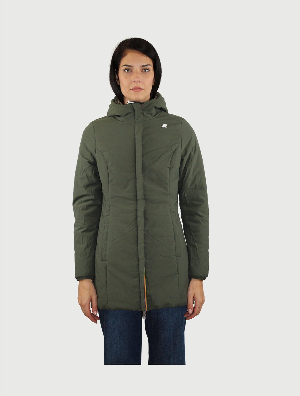 K-WAY - DENISE ST WARM DOUBLE -   BLACK OLIVE/GREEN BLACKISH-3