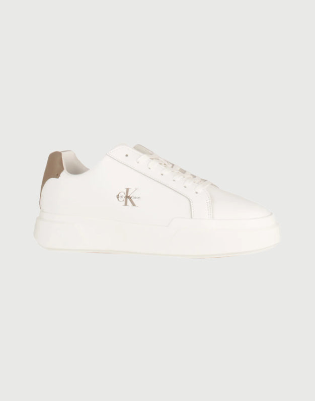 Calvin Klein Chunky Cupsole Laceup LTH Bright White-Desert Taupe-2