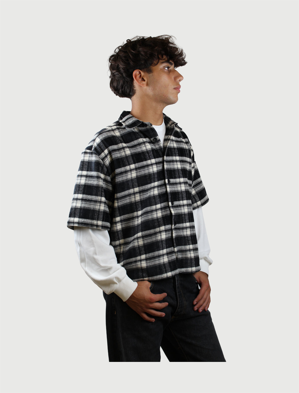 BERNA - CAMICIA QUADRI + FELPA NERO-2
