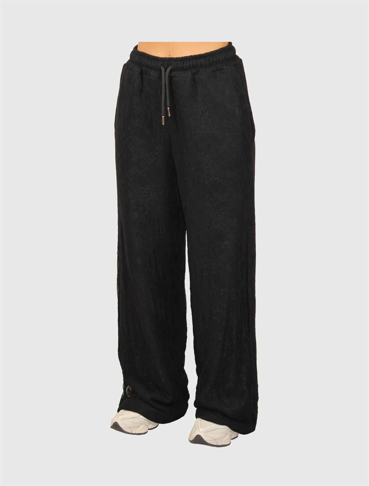 DISCLAIMER - Pantalone Donna in pizzo e felpa Nero-2