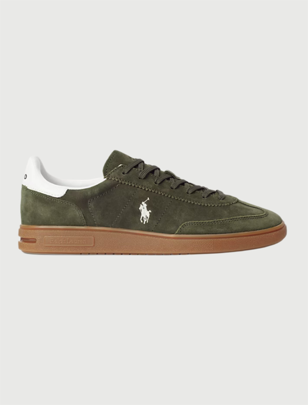 POLO RALPH LAUREN - Sneaker Bedford in camoscio Olive/White-2