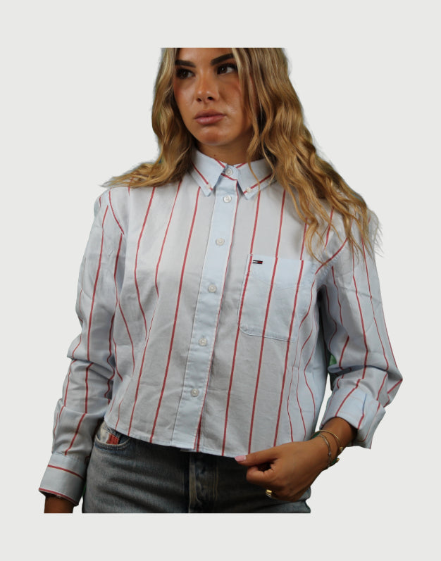Tommy Jeans Crop Shirt Kingly Blue-Multi Stripes-2