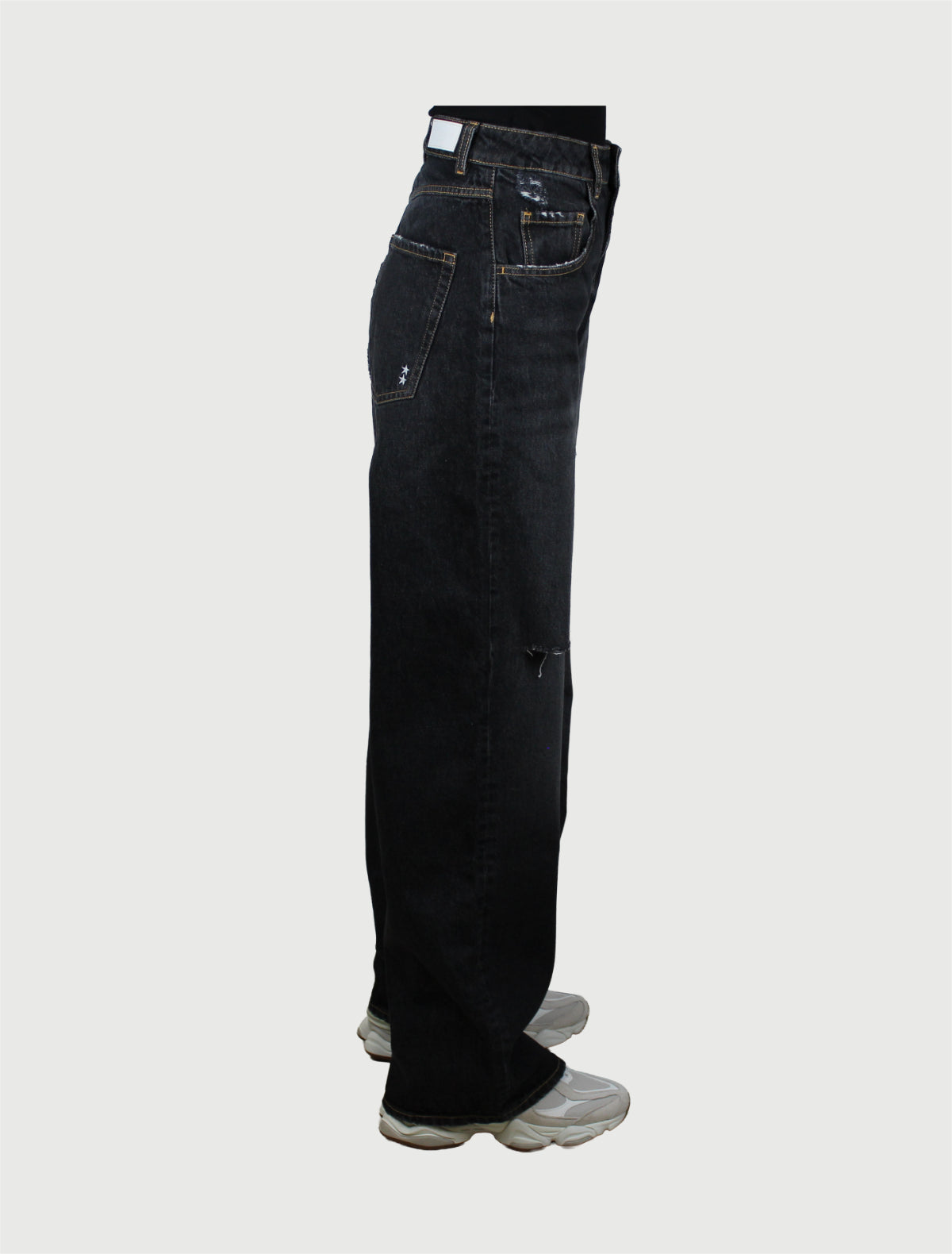 ICON DENIM - Jeans Poppy Noir con strappi-2