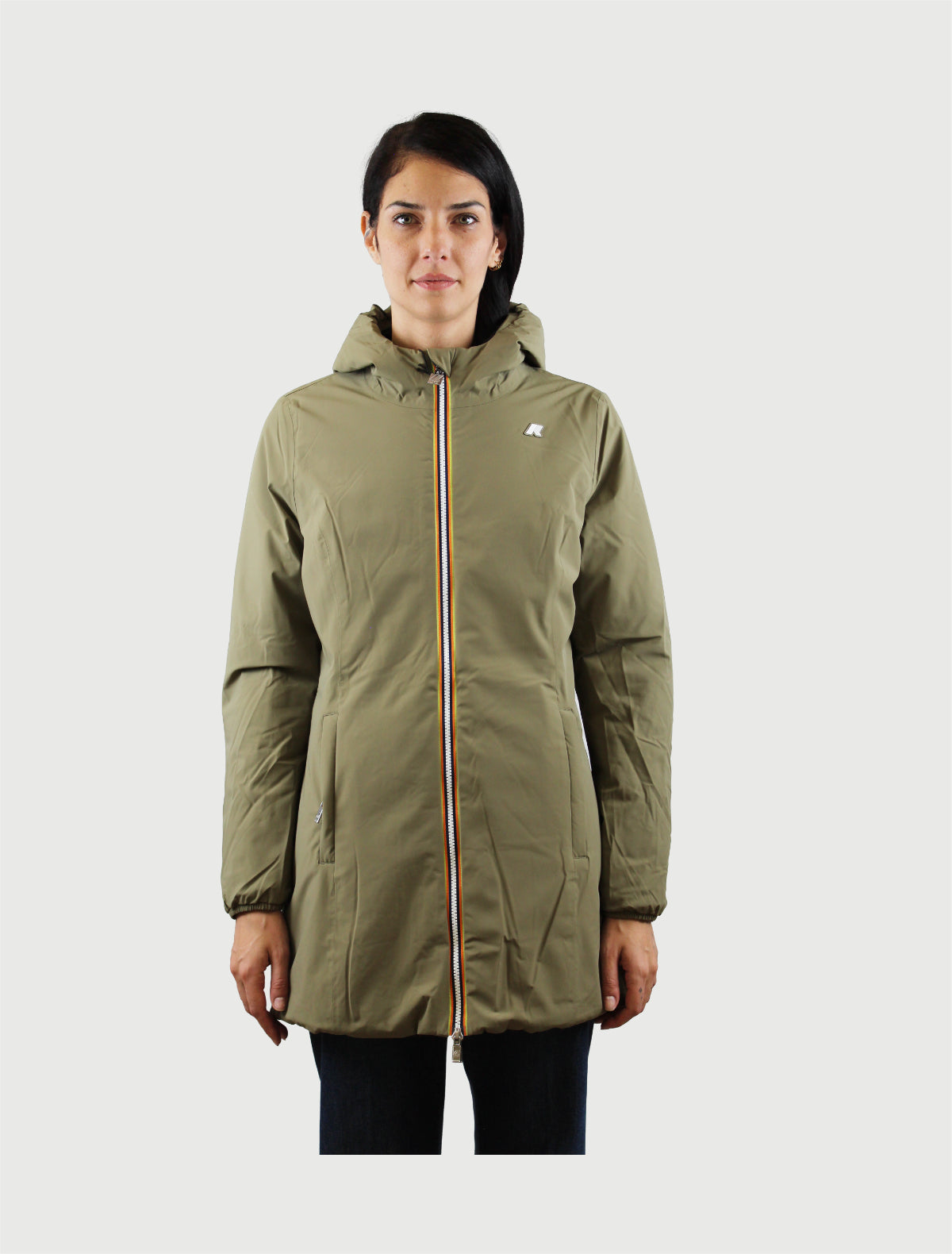 K-WAY - DENISE ST WARM DOUBLE -    GREEN ARMY/BLACK PURE-1