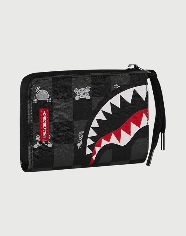 Sprayground Portafoglio Gray Peeking Character Check-2