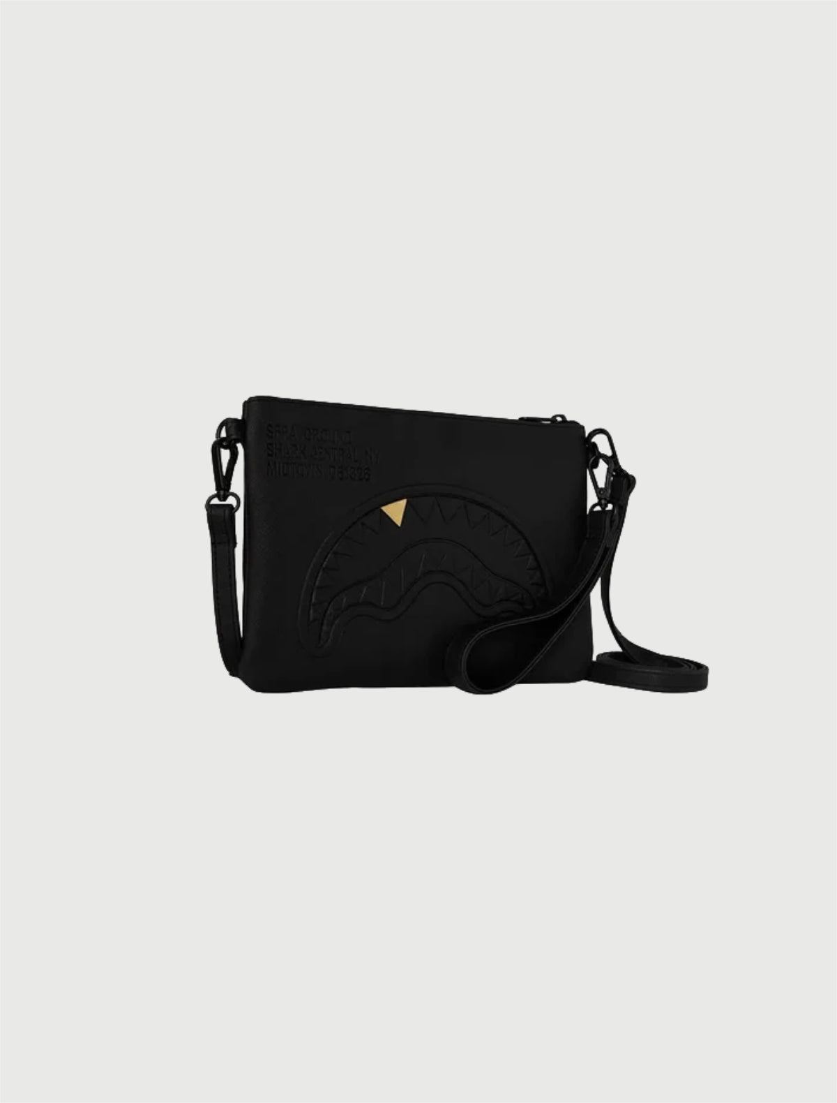 SPRAYGROUND - 910B9327NSZ BLACKED OUT EMBOSSED GOLD TOOTH CROSSOVER CLUTCH-2