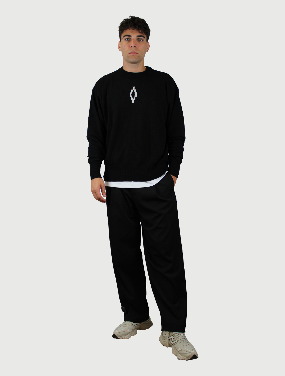 COUNTY OF MILAN - JUMPER MAN NERO LOGO BIANCO-3
