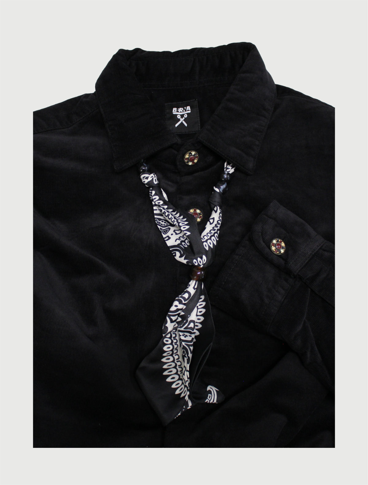 BERNA - CAMICIA CROPPED JERSEY VELLUTO NERA-3