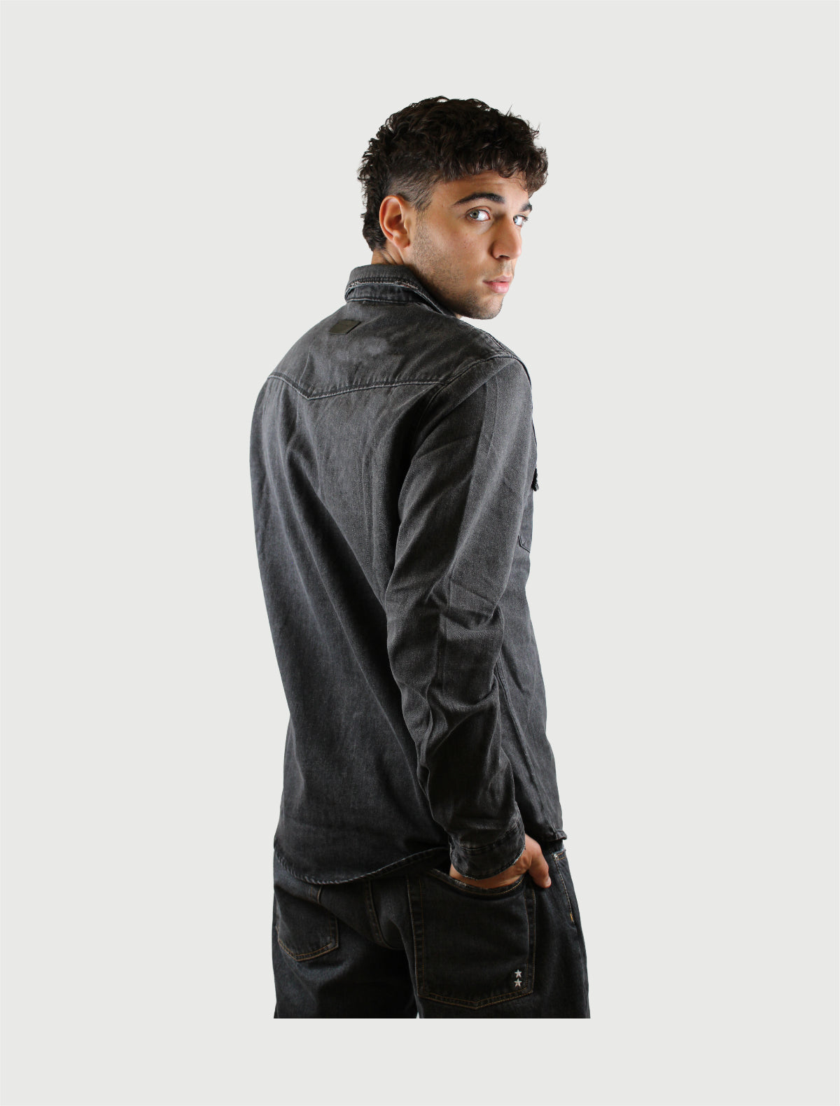 BERNA - CAMICIA DENIM GRIGIA-3