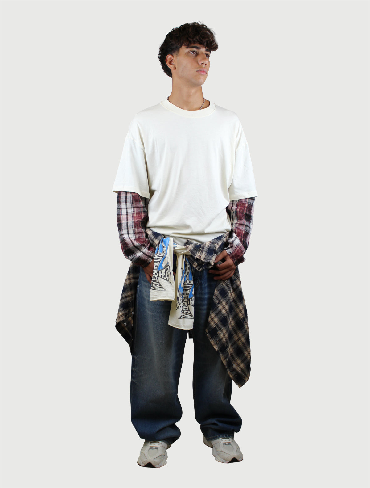 DISCLAIMER - Maglia Uomo in Jersey e Maniche in flanella - Latte-3