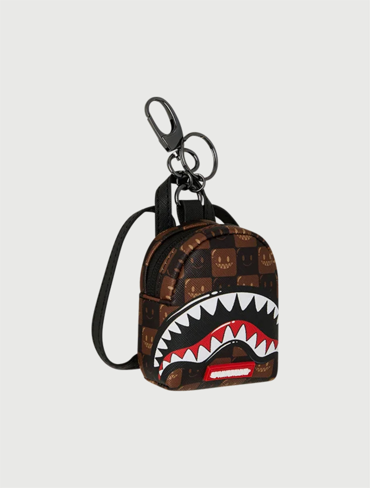 SPRAYGROUND - 910K9304NSZ SHARKS IN PARIS WTF BUBBLE BROWN CHECK KEYCHAIN-3
