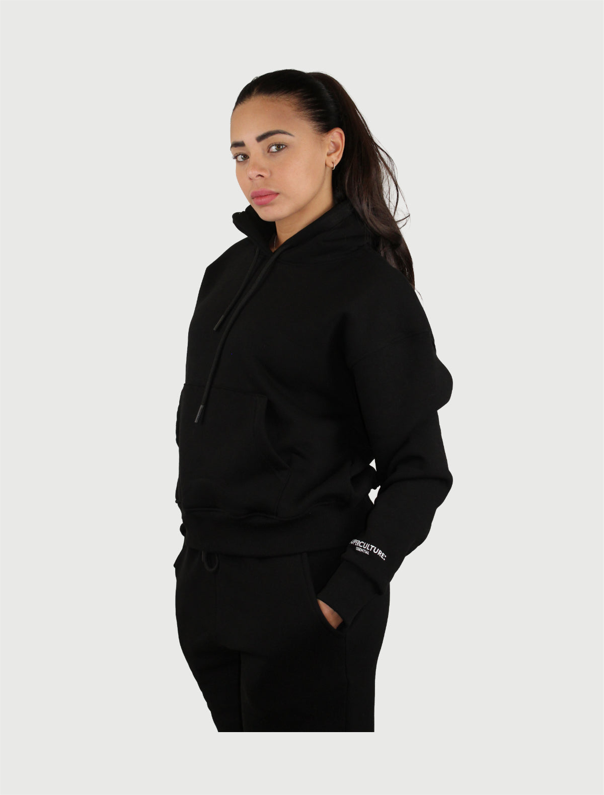 SUPERCULTURE - FELPA SALLY CON CAPPUCCIO E MARSUPIO CROP FIT-4