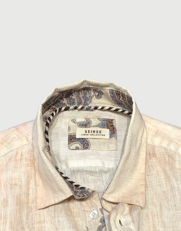 Seinse - Camicia beige con motivi floreali-3