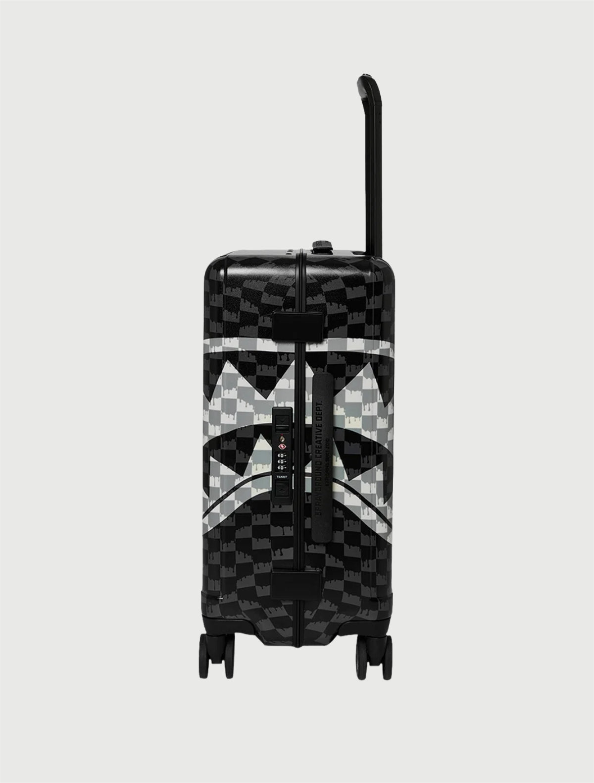 SPRAYGROUND - 910CL325NSZ BLACK AND WHITE DRIP CHECK SHARK CARRY ON LUGGEGE-3