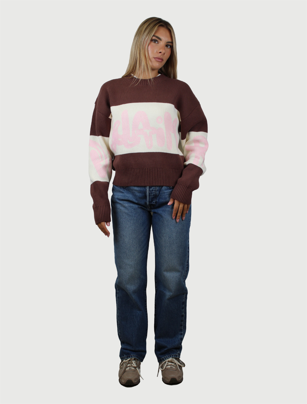 DISCLAIMER - Maglia Donna Girocollo in Maglieria Cammello-Latte-3