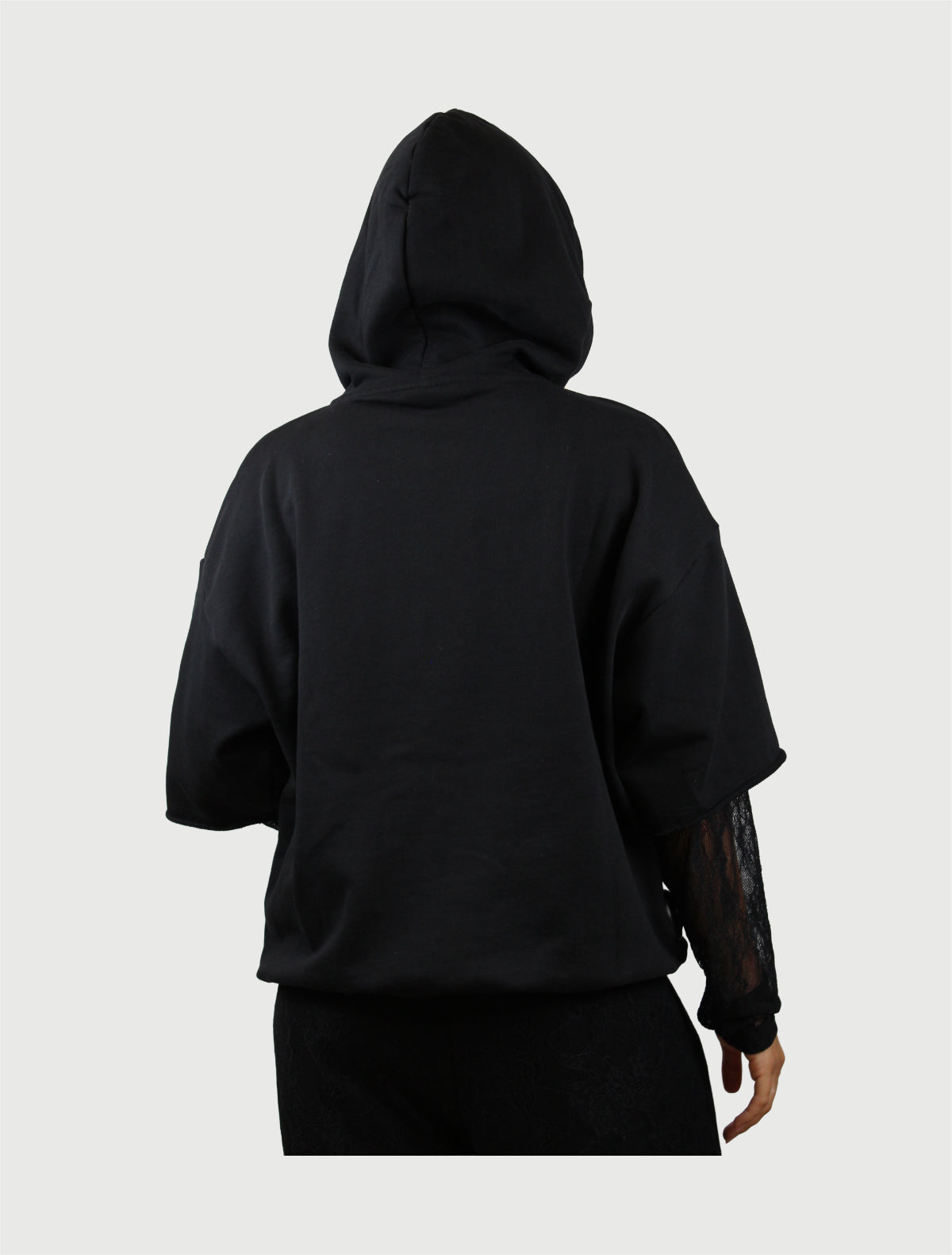 DISCLAIMER - Maglia Donna Oversize Girocollo in felpa Nero-2