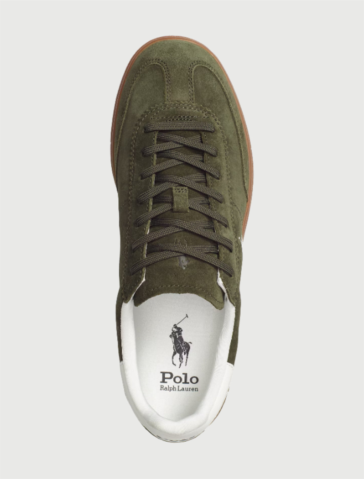 POLO RALPH LAUREN - Sneaker Bedford in camoscio Olive/White-3