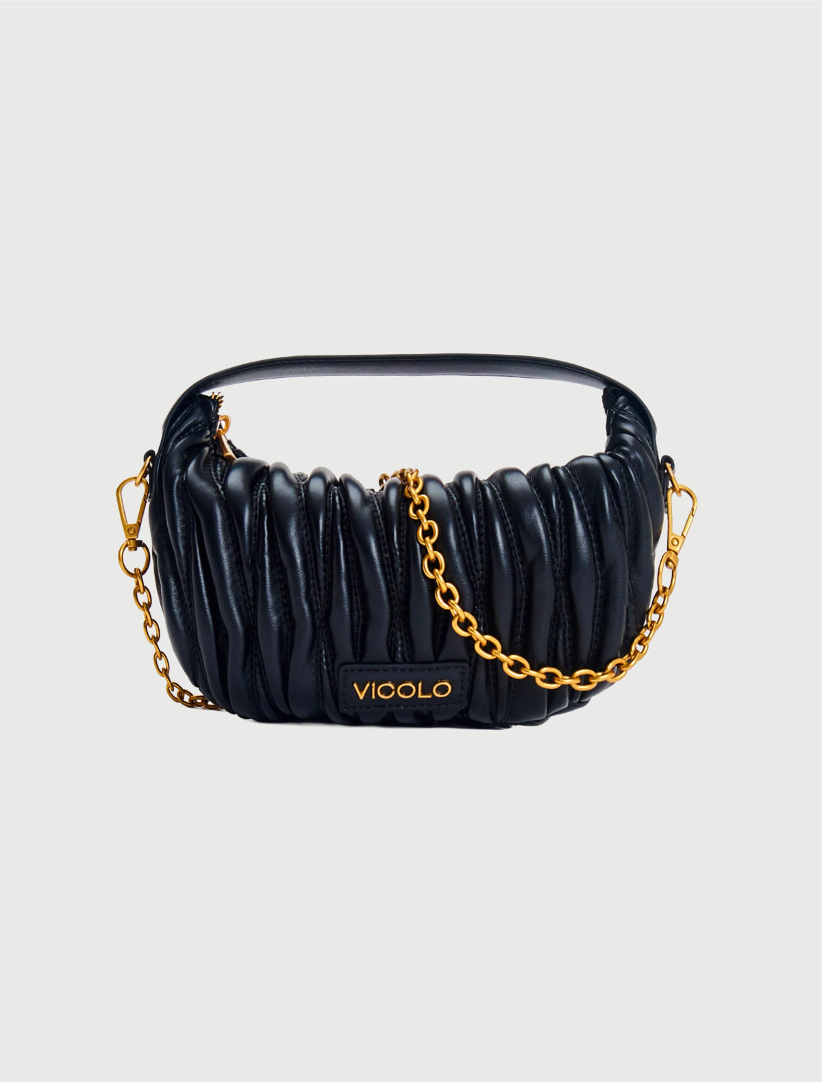VICOLO - Borsa Croissant Matelassé - NERA, MELANZANA E MOKA-3