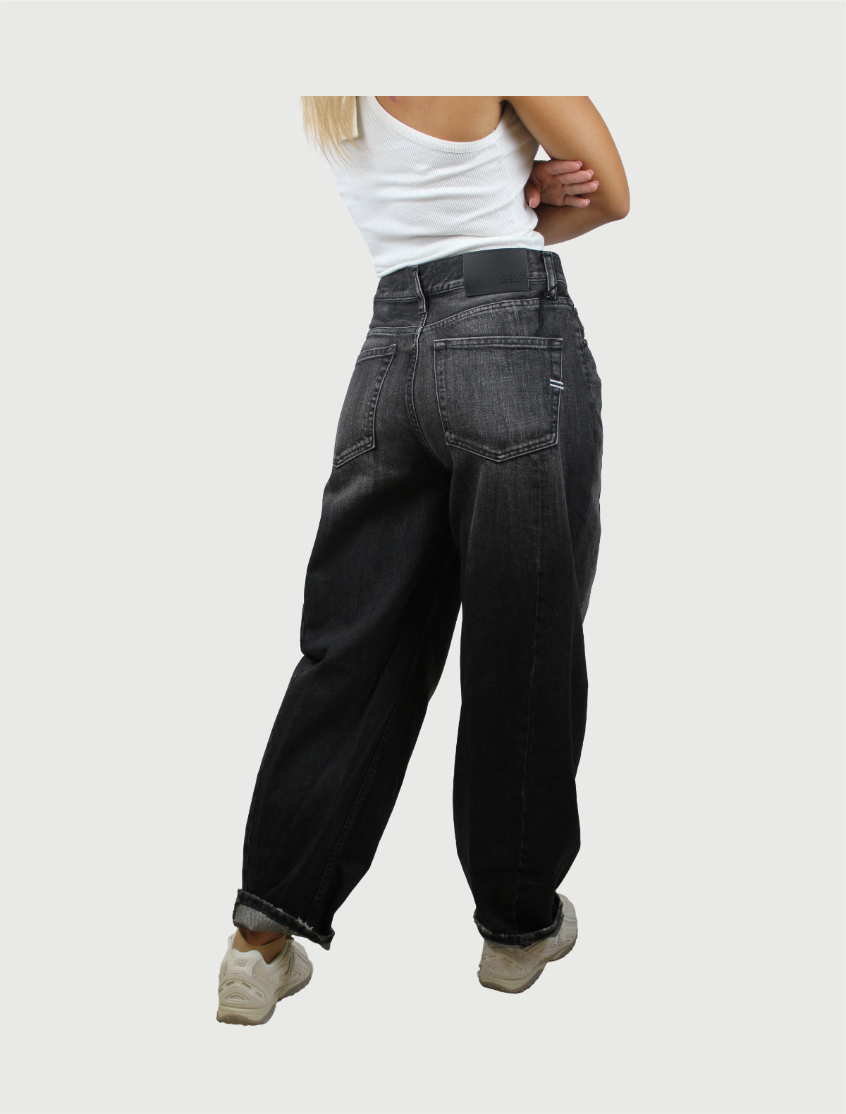 VICOLO - PANTALONE CHIARA DENIM NERO DIRTY-2