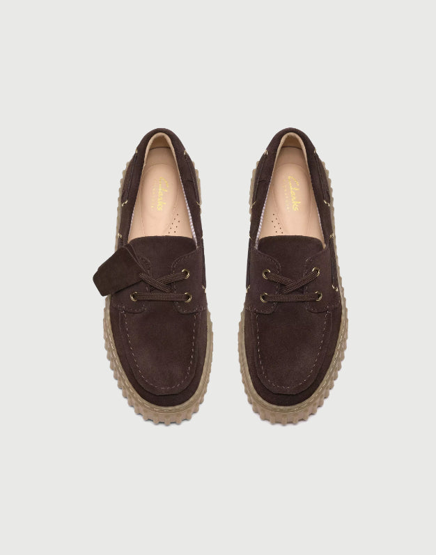 Clarks Torhill Boat Dark Brown Suede-3
