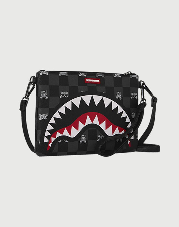 Sprayground Borsa Pochette Gray Peeking Character Check-2