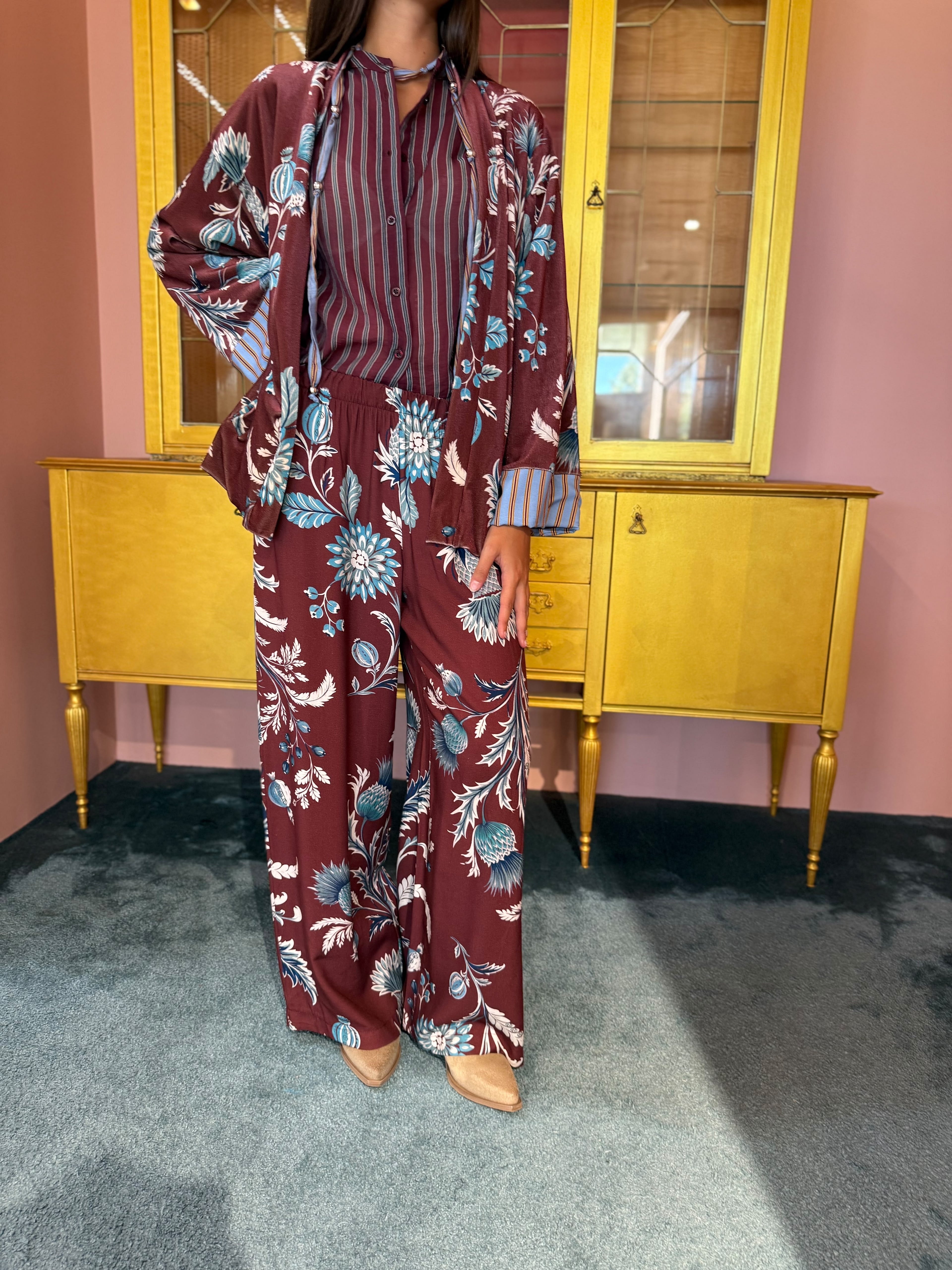 HaveOne - Nomad - Pantalone Elastico Fiore Celeste-2