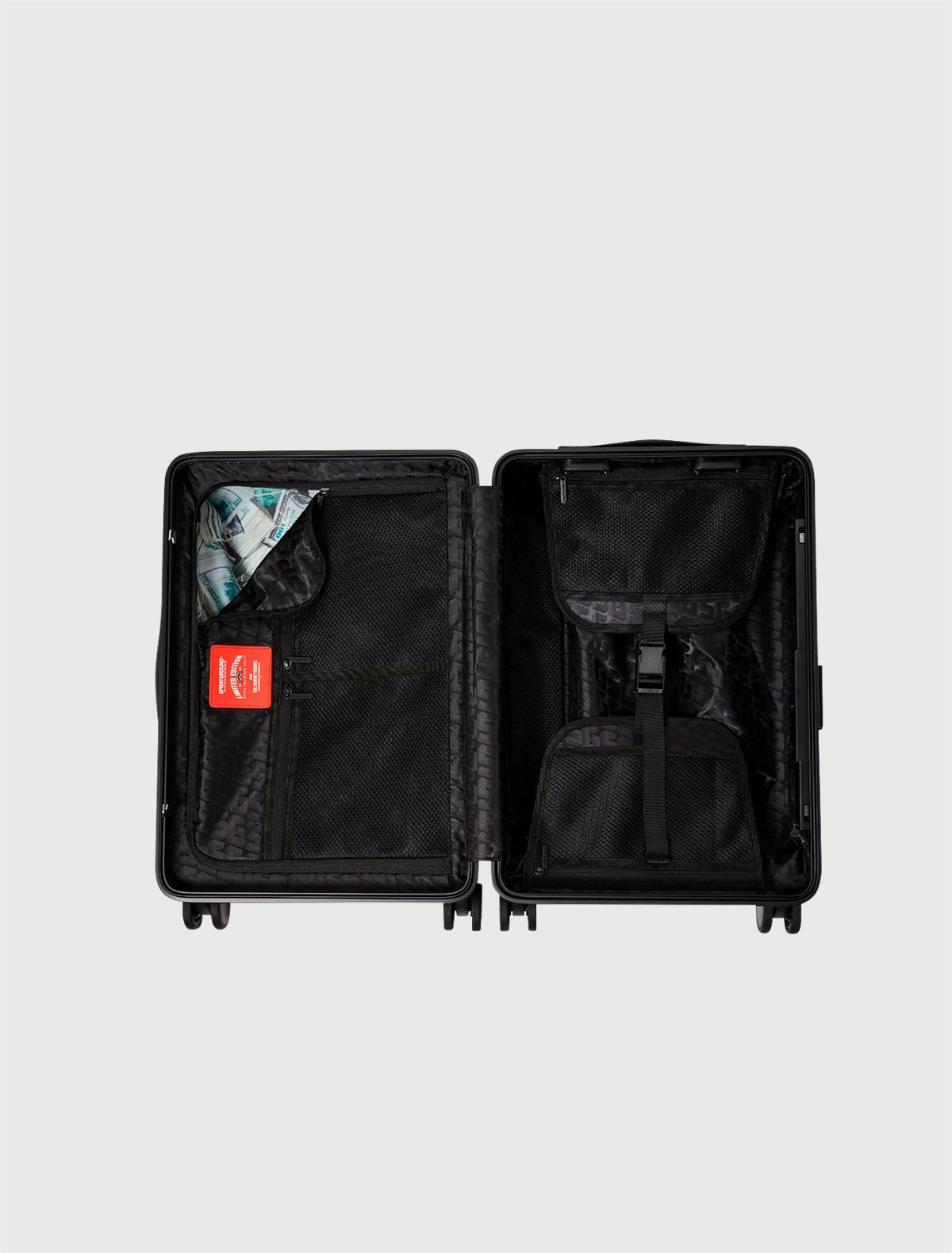 SPRAYGROUND - 910CL325NSZ BLACK AND WHITE DRIP CHECK SHARK CARRY ON LUGGEGE-4