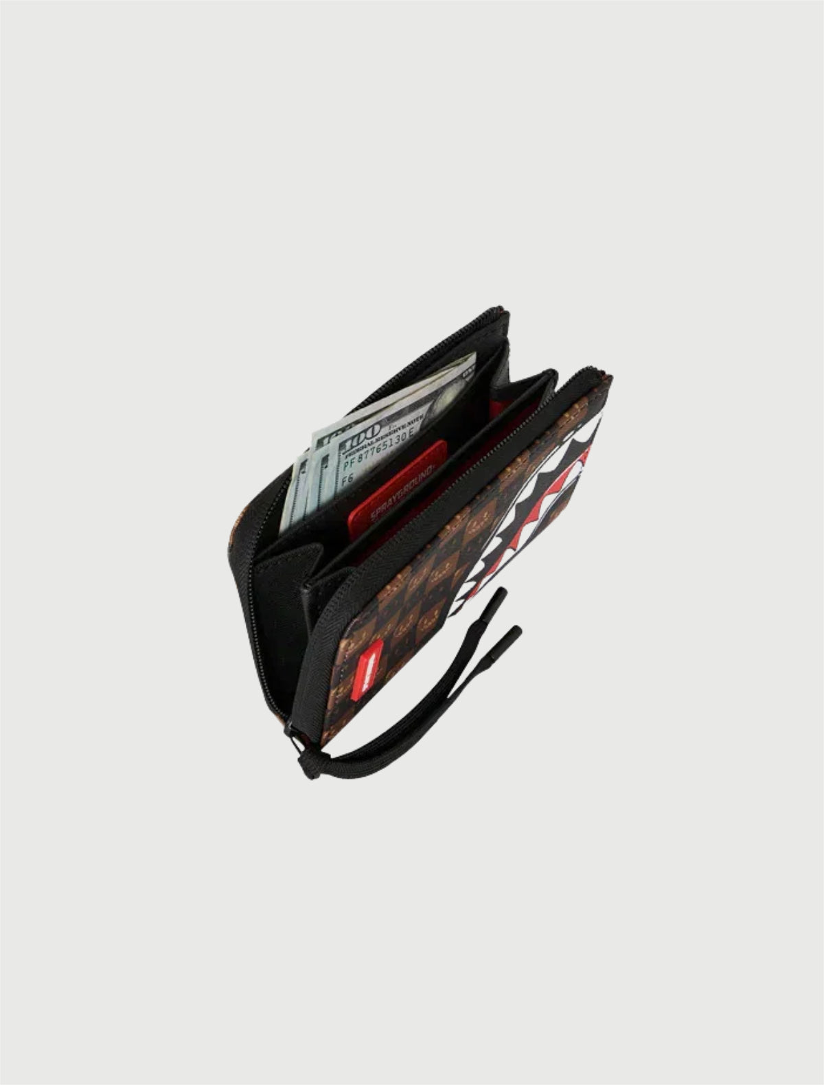 SPRAYGROUND - 910W9302NSZ SHARK IN PARIS WTF BUBBLE BROWN CHECK WALLET PORTAFOGLI UOMO-4