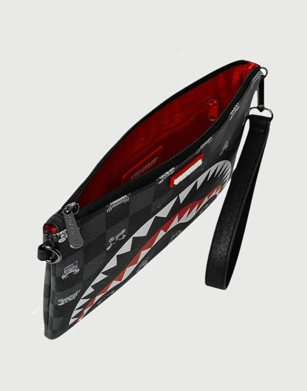 Sprayground Borsa Pochette Gray Peeking Character Check-4