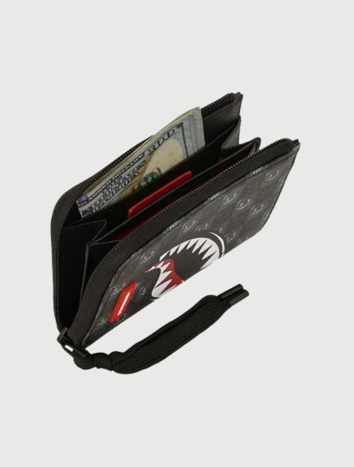 SPRAYGROUND - 910W9315NSZ SHARK IN PARIS WTF BUBBLY BLACK CHECK WALLET-4