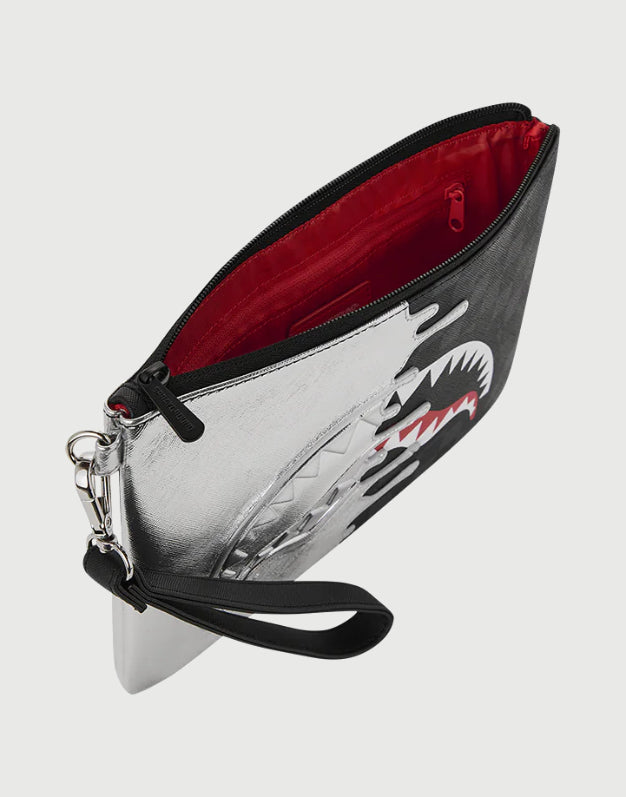 Sprayground Borsa Pochette Silver Side Drip Black Check Crossbody-4