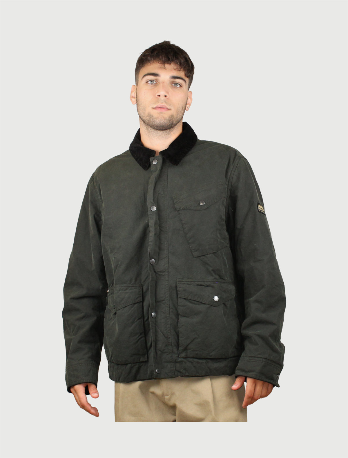 BARBOUR - Giacca cerata invernale Drifter Washed - Sage-4
