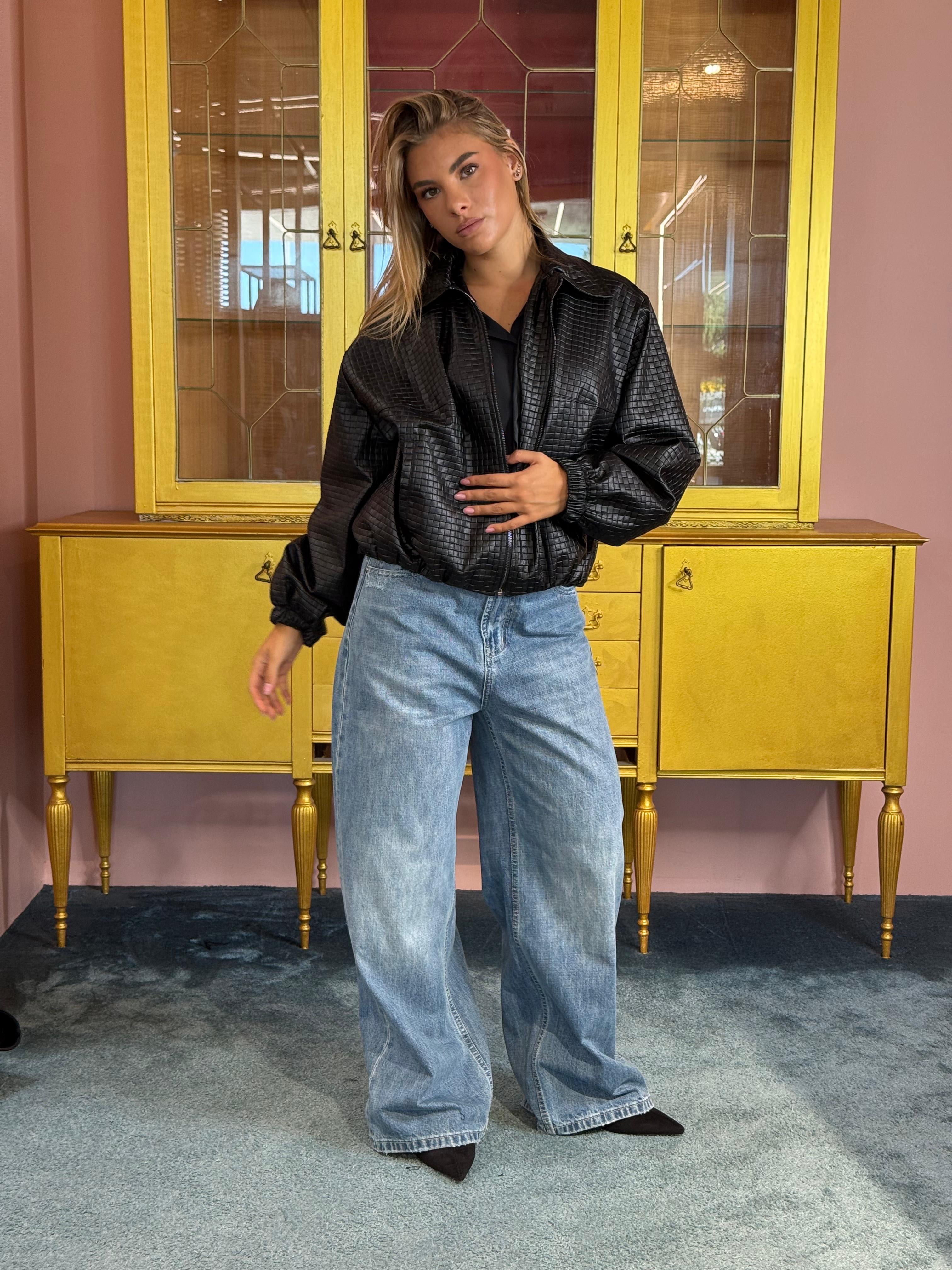 Tensione In - Pantalone Denim Tasca Intrecciata Nera
