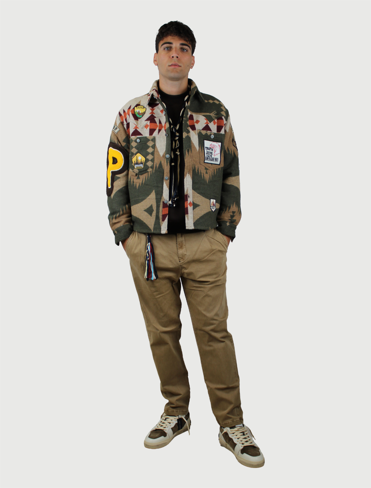 BERNA - SHIRT BOXY AZTECO PATCH COLORE UNICO-5