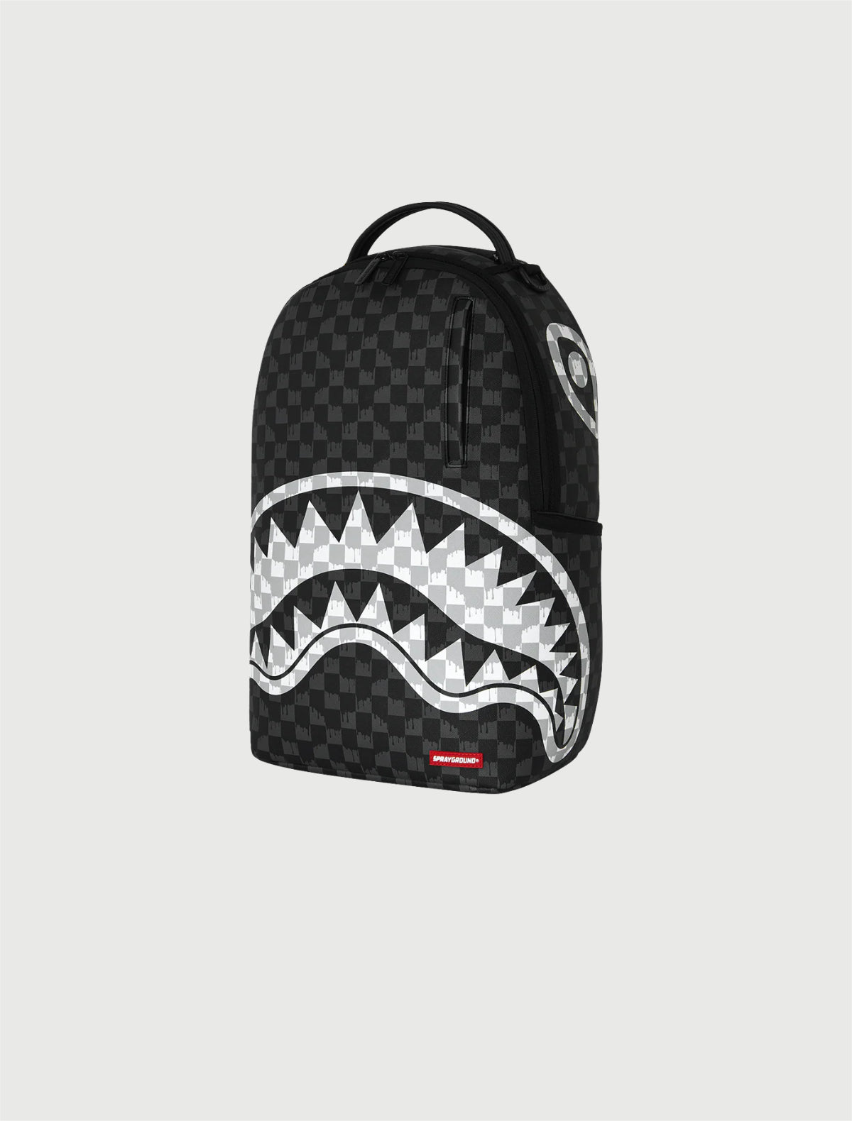 SPRAYGROUND - 910B8553NSZ BLACK AND WHITE DRIP CHECK SHARK BACKPACK-5