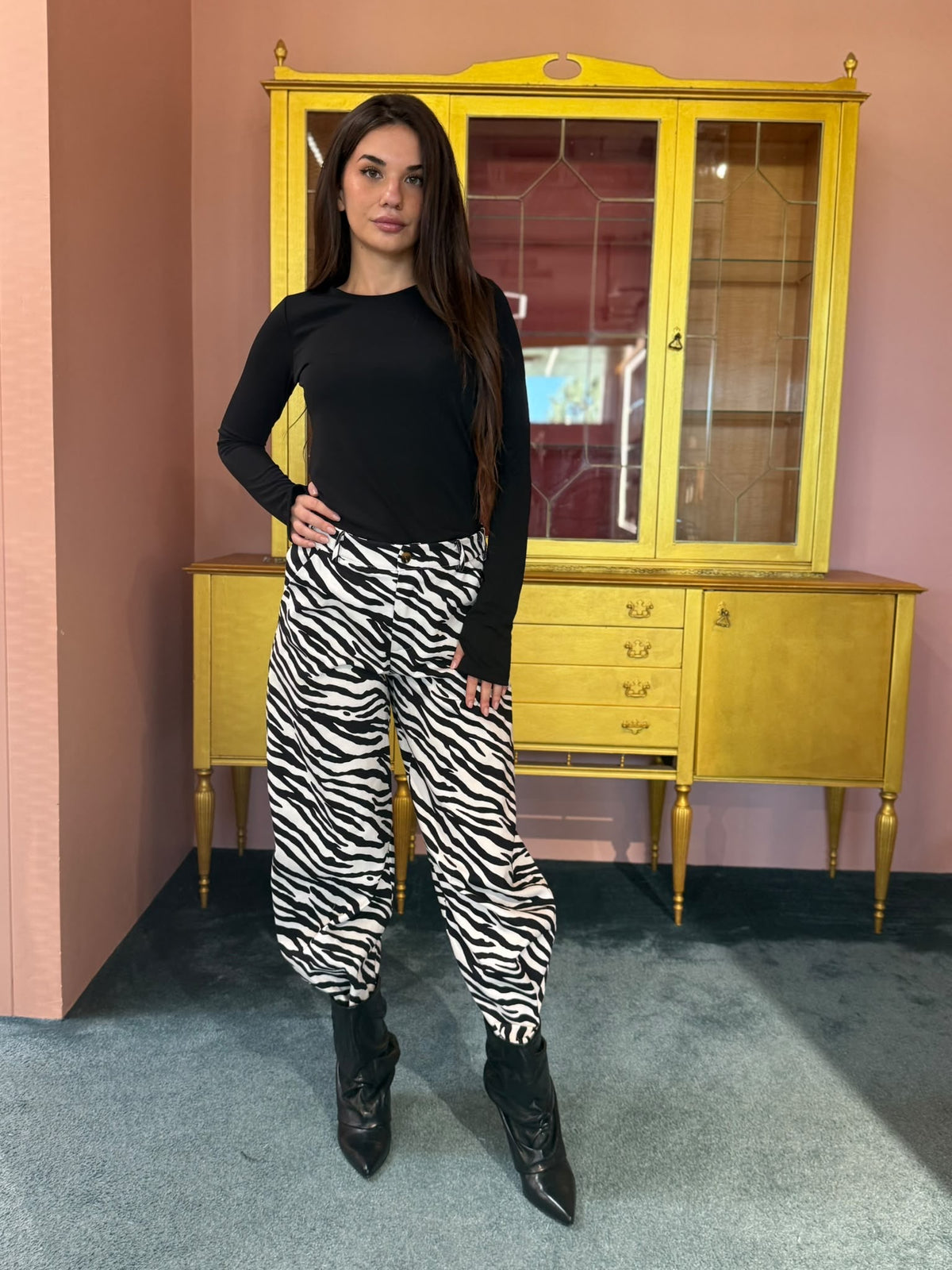 Tensione In - Pantalone Zebrato Balloon Denim