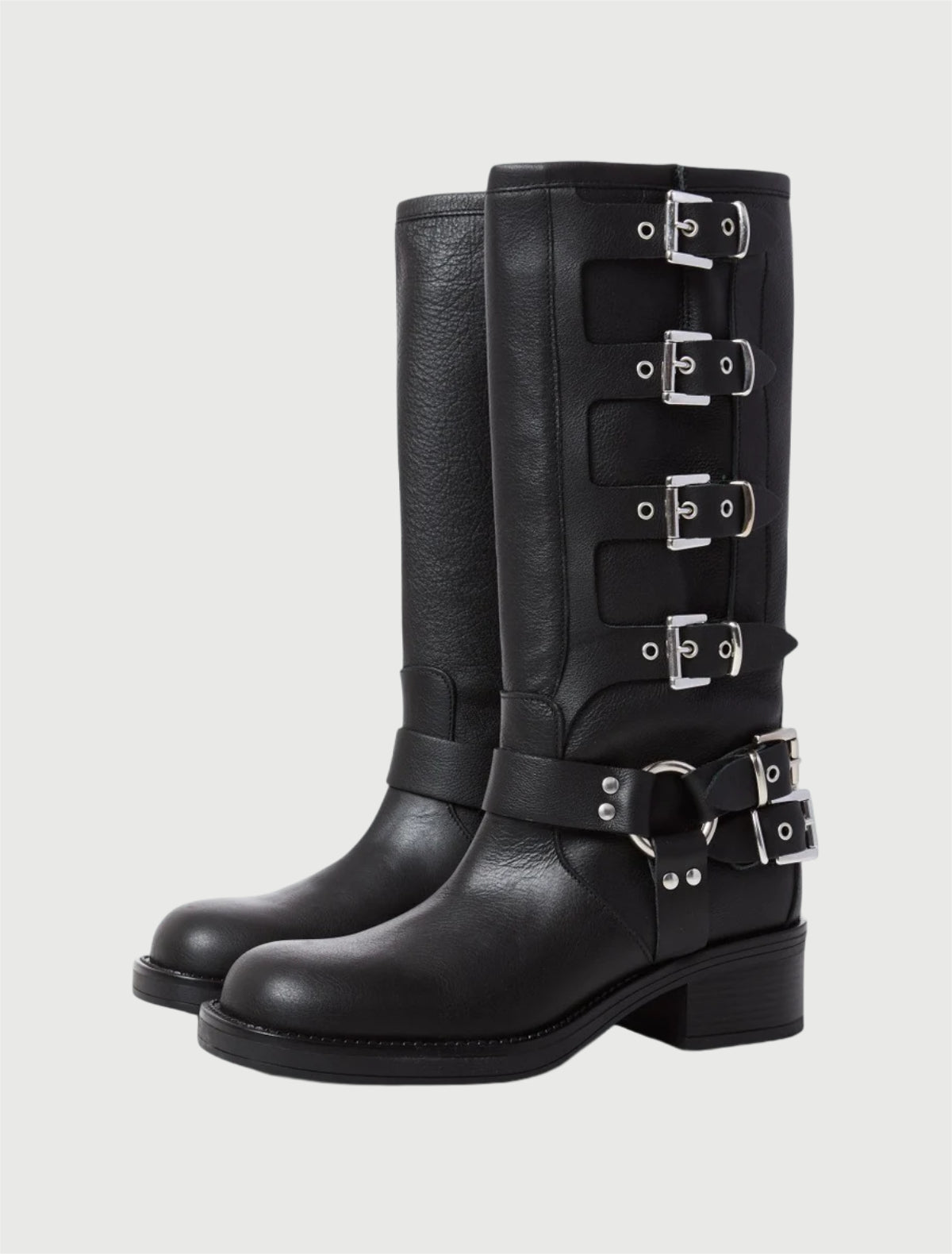 Ovyé - Biker in pelle con fibbie Nero-1