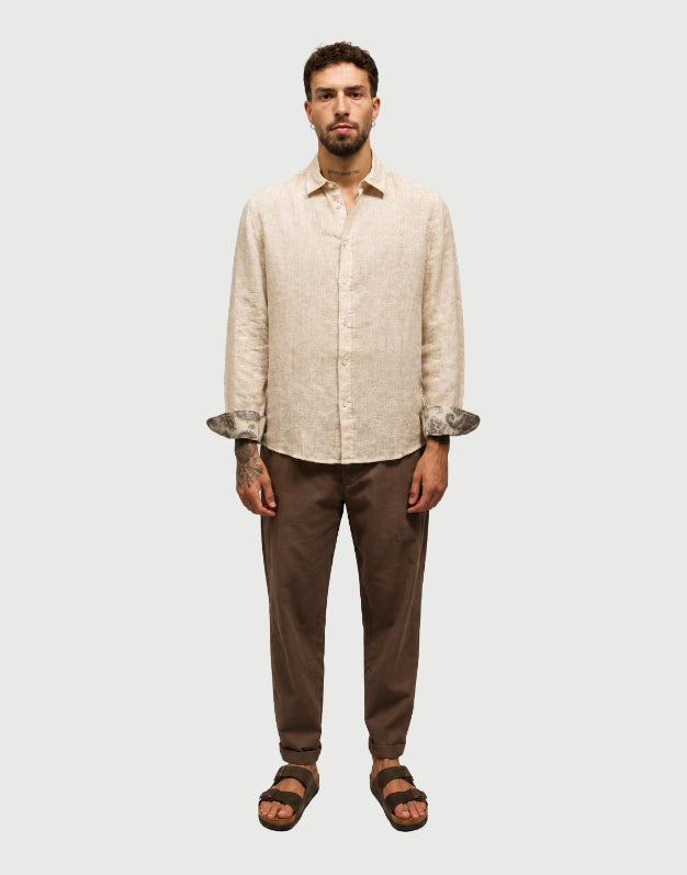 Seinse - Camicia beige con motivi floreali-4