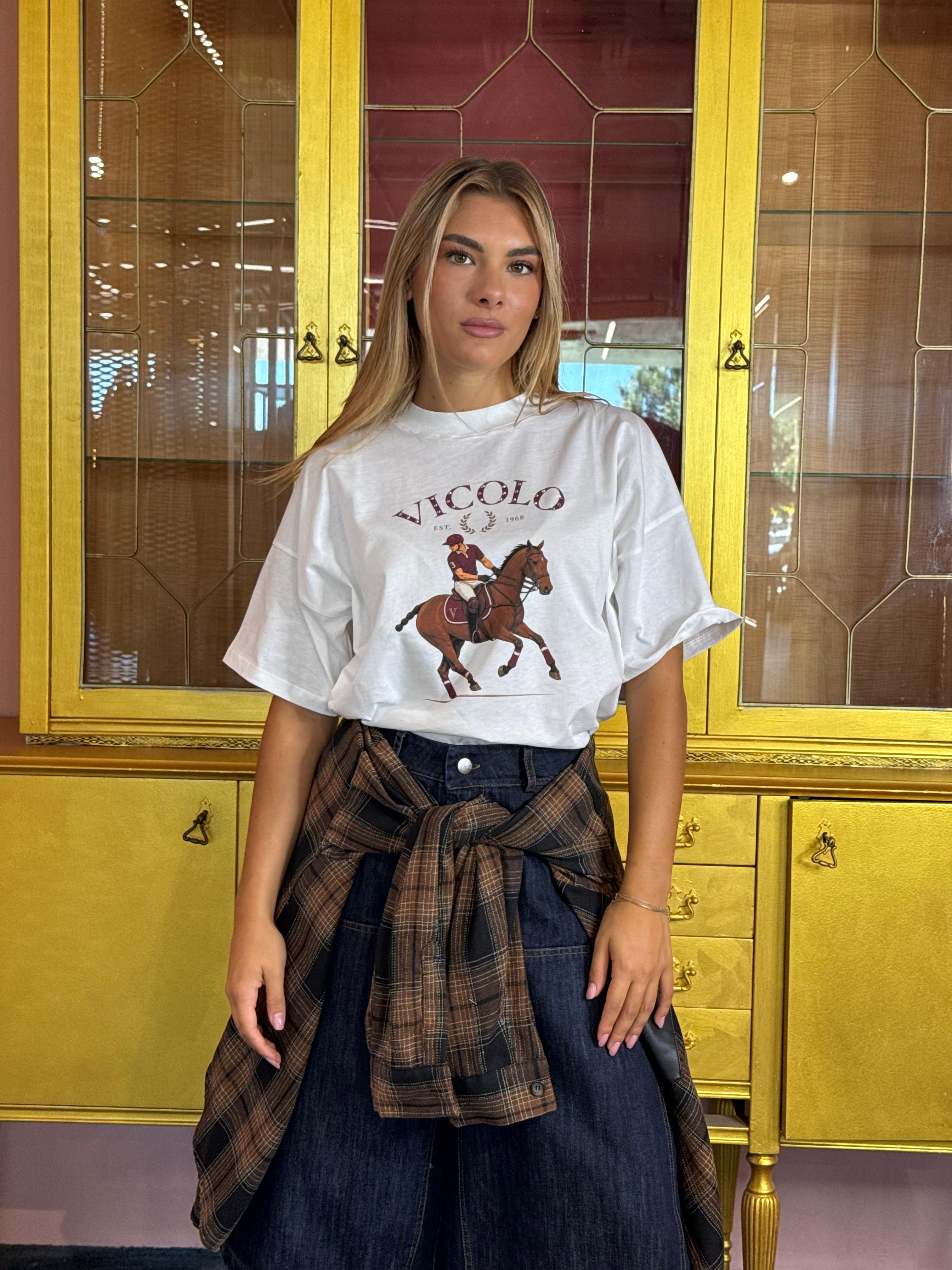 Vicolo - T-Shirt Naturale Stampa Polo-2