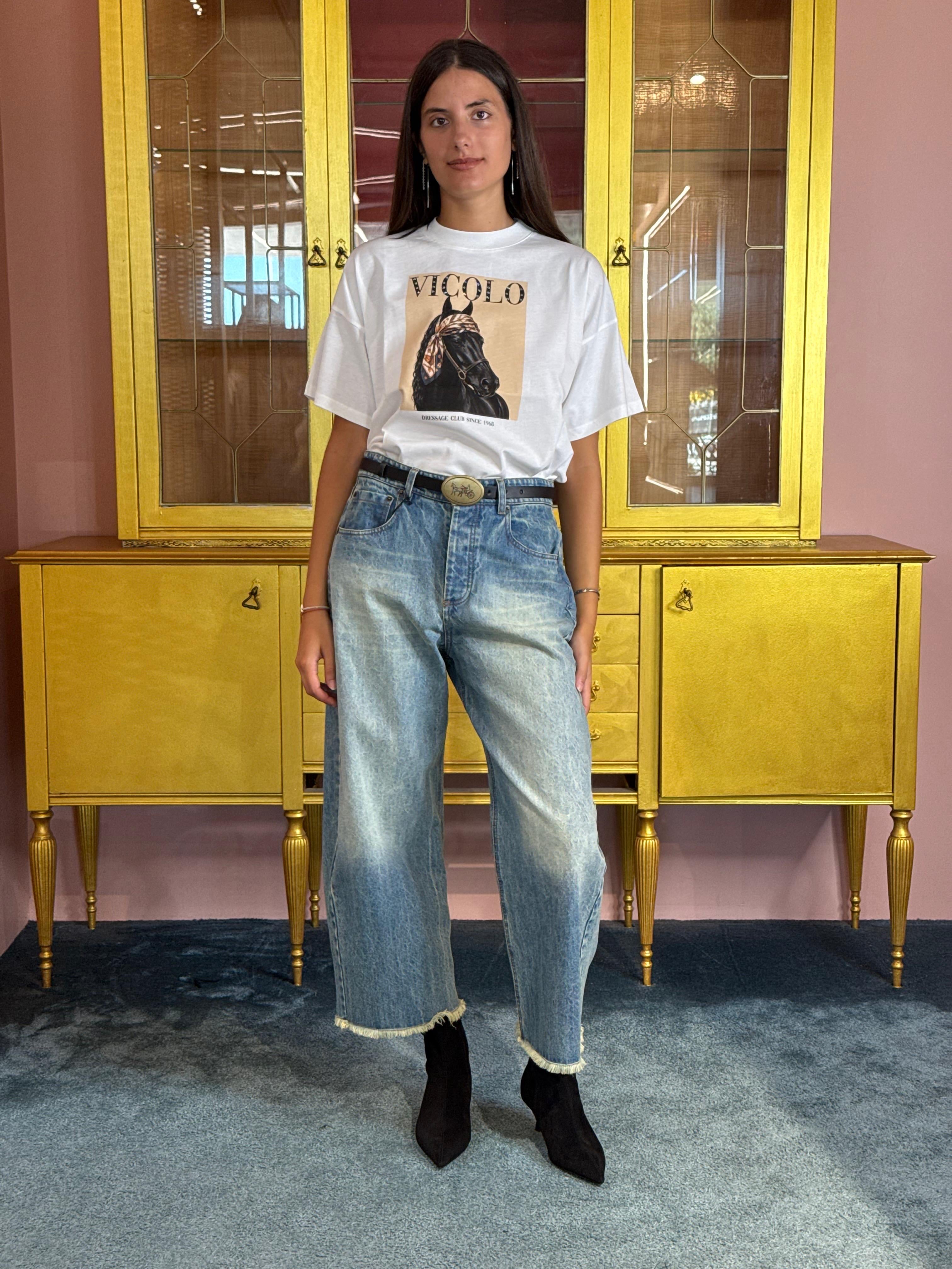 TENSIONE IN - Pantalone Denim con Cintura