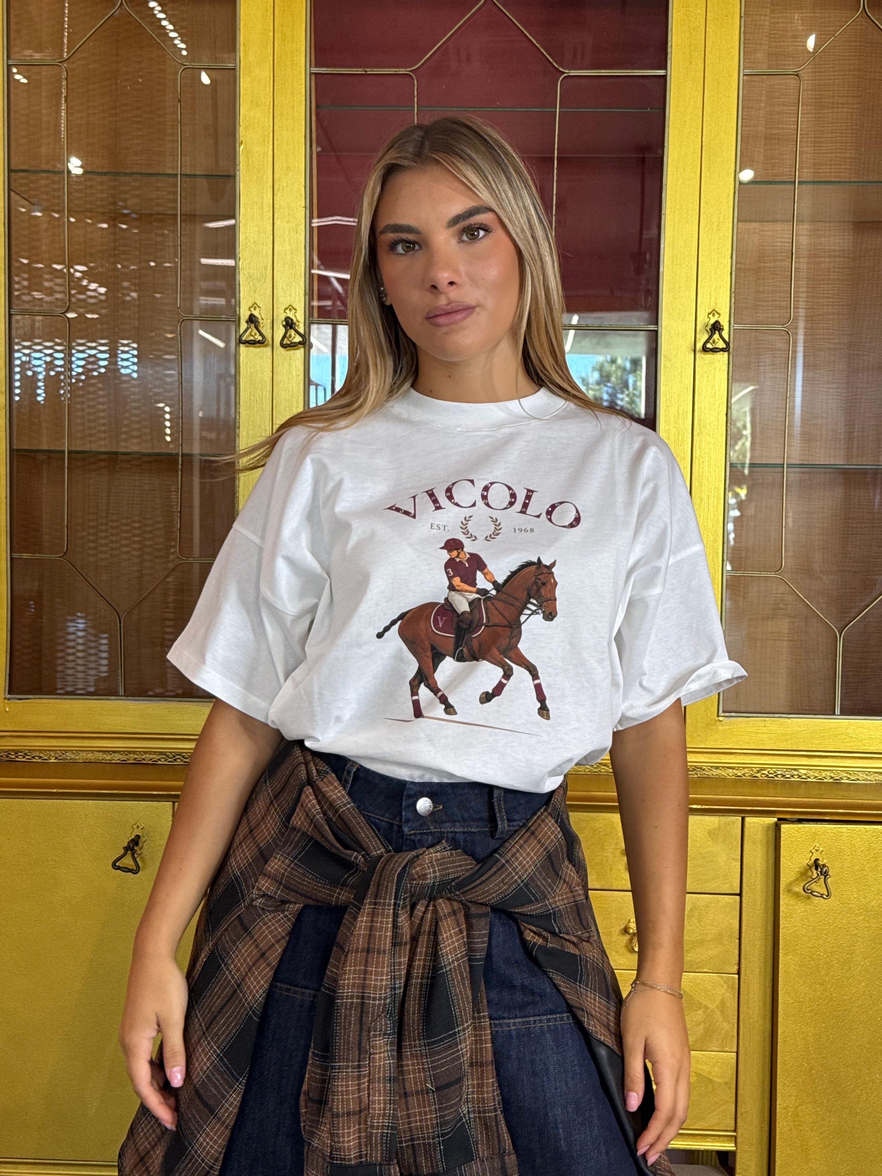Vicolo - T-Shirt Naturale Stampa Polo-3