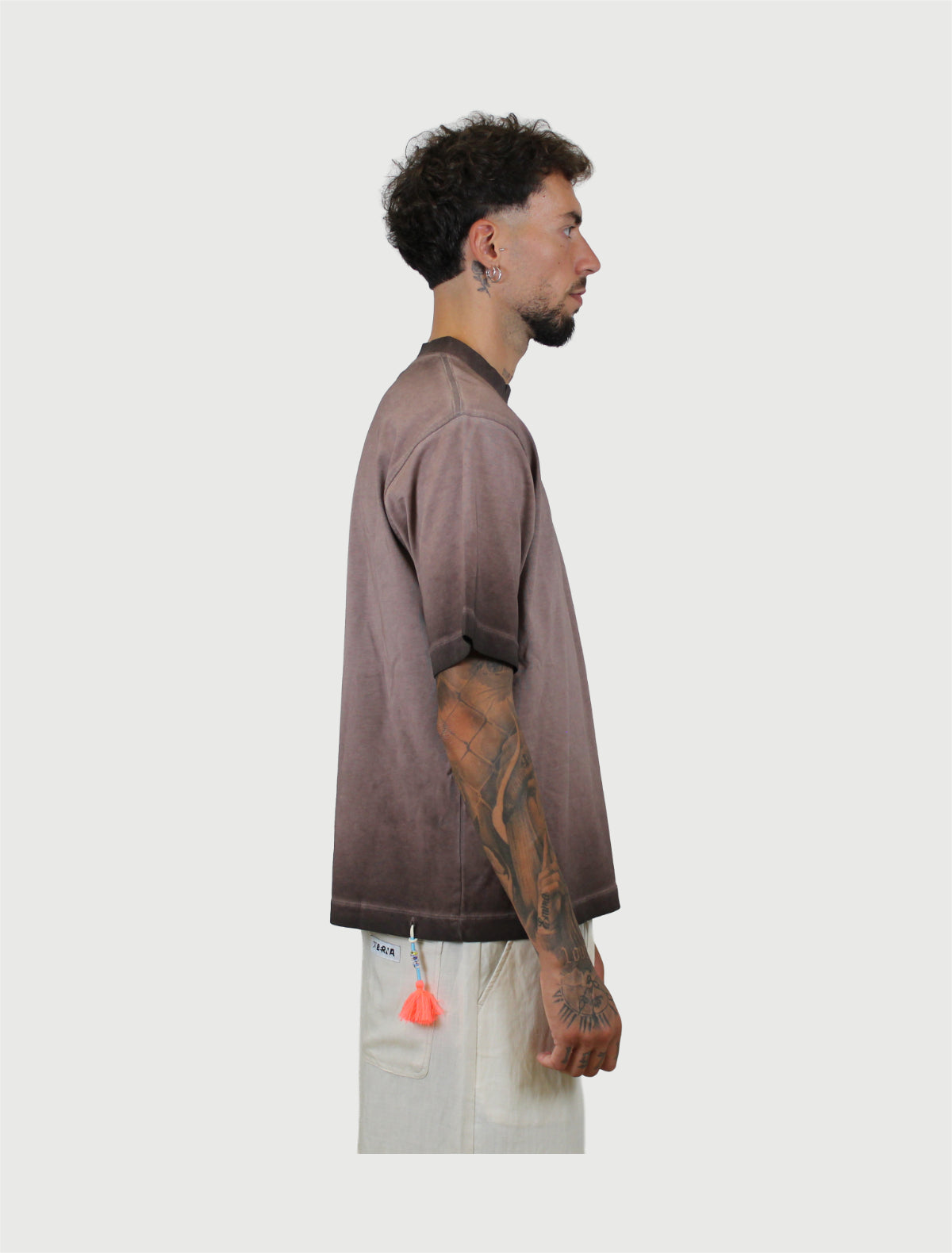 BERNA - T-Shirt Boxy Fit Caffè-2